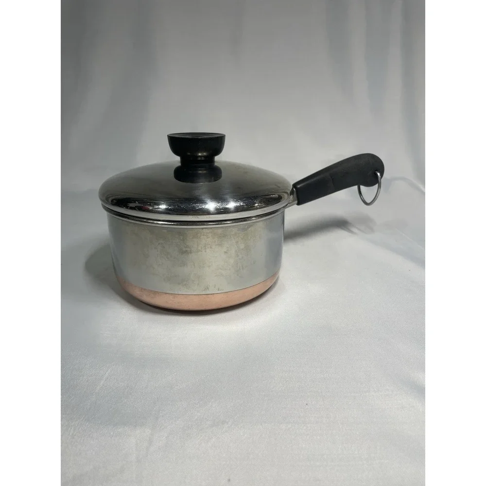 Revere Ware 1 Qt 1801 Saucepan w/ Lid Copper Bottom Cookware Sauce Pan Pot